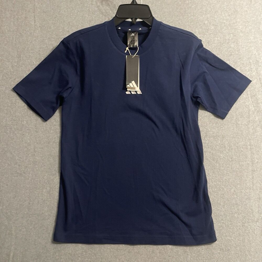 Adidas Men's Regular Fit Short Sleeve Logo Cotton T-Shirt Dark Blue Size S